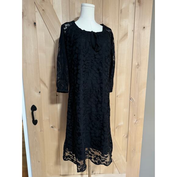 Garnet Hill | Dresses | Garnet Hill Boheme Easy Lace 34 Sleeve Dress Midi  Black Size 214 | Poshmark